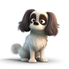 English Toy Spaniel dog illustration cartoon 3d isolated on white. Generative AI