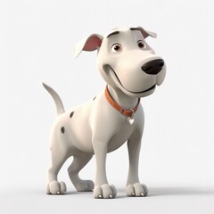 Fototapeta premium Dogo Argentino dog illustration cartoon 3d isolated on white. Generative AI