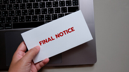 Final notice bills on laptop background, Email concept.