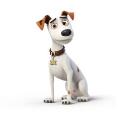 Parson Russell Terrier dog illustration cartoon 3d isolated on white. Generative AI