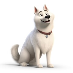 Obraz premium Norwegian Buhund dog illustration cartoon 3d isolated on white. Generative AI