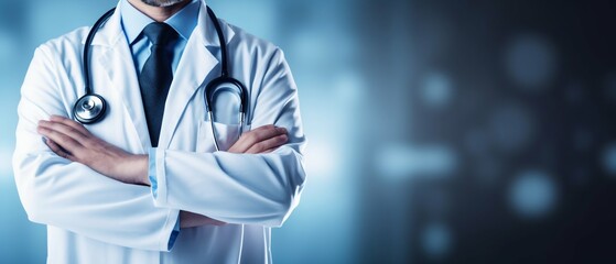 Close-Up of Doctor with Arms Crossed. Generative ai