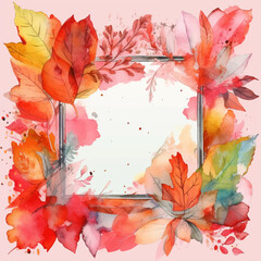 Thanksgiving watercolor illustration, autumn frame desgn mockup 