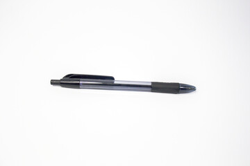 Ballpoint pen with a clicker for office or school isolated on white background