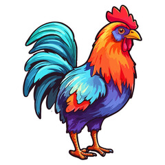 Fototapeta premium Colorful Chicken Rooster modern pop art style, Chicken Rooster illustration, pastel cute colors