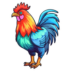 Fototapeta premium Colorful Chicken Rooster modern pop art style, Chicken Rooster illustration, pastel cute colors
