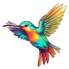 Fototapeta premium Colorful Flaying hummingbird Bird modern pop art style, Flaying hummingbird Bird Sticker, pastel cute colors