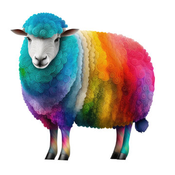 colorful sheep isolated on white