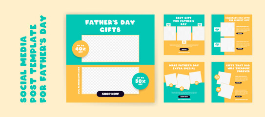 Social media post banner design template for Father's Day gift sale promotion