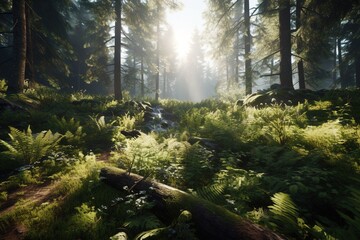 forest morning. generated by AI Generative AI