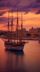 Fototapeta na wymiar the sunset in this image depicts the city of valletta in malta Generative Ai