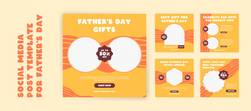 Social Media Post Banner Design Template For Father's Day Gift Sale Promotion