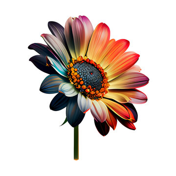 Colorful flower clip art white background  Ai generated image