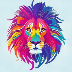 Naklejka na ściany i meble photo colorful lion vector illustration