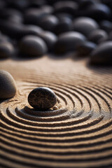 Zen Garden Harmony: Meticulous Patterns and Textures, Close-Up Lens