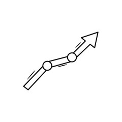 The arrow is a graph of upward movement. Profit growth, production. Infographics for business. A doodle-style icon.