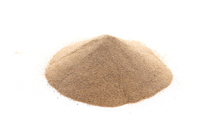 Pile sand isolated on white, side view, clipping path  