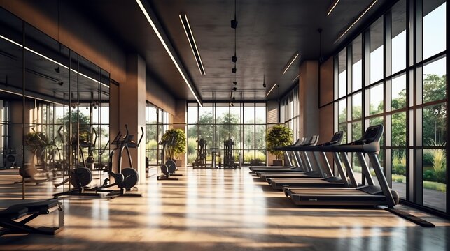 An image of gym or fitness illustration for background presentation template. Ai generative 