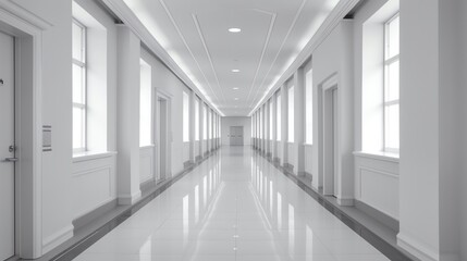 An image of modern hallway on office illustration for background presentation template. Ai generative