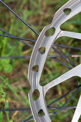 Disk brake of a mountain bike. Wear