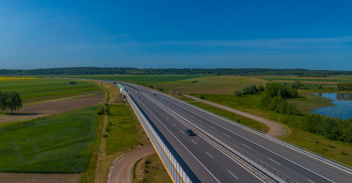aerial view of highway. Poland