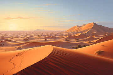 Fototapeta na wymiar Desert Dreams: Captivating Landscapes of Endless Sands - Breathtaking Landscape Masterpieces - Scenery - Illustration