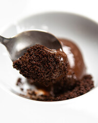 Chocolate mousse dessert with cake