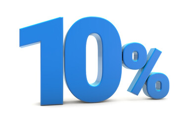10 percentage sign isolated on white background. 10 percent off 3d. 10 percent sign. 3D rendering.