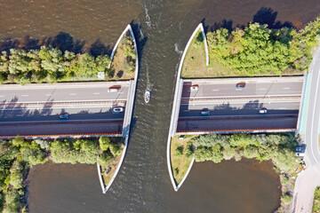 Aerial from the aquaduct in Harderwijk at the Veluwemeer in the Netherlands