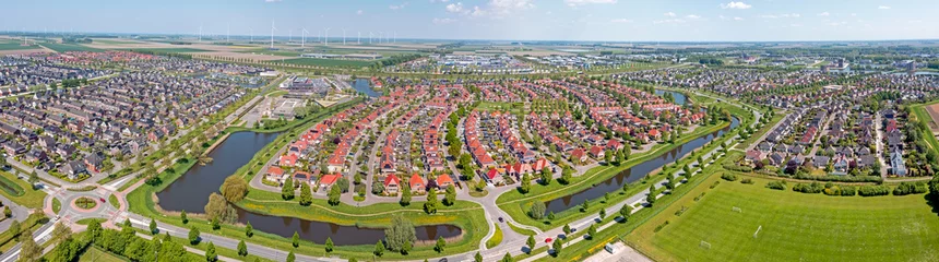 Fotobehang Aerial panorama from the city Dronten in Flevoland the Netherlands © Nataraj