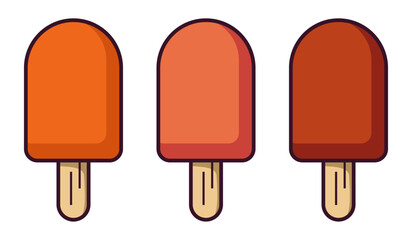 Ice cream stick. Chocolate popsicle on a stick. Ice cream covered with chocolate. Vector clipart.	