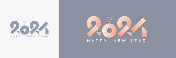 Happy new year 2024 with typography logo number. 2024 new year logo