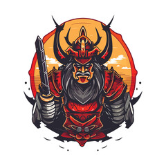 Asian Japanese samurai warrior esport gaming vector mascot logo template