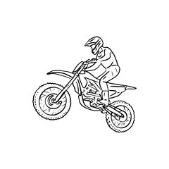 Fototapeta na wymiar Rider Mottocross Outline Skecth Illustration