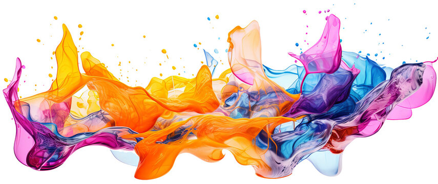 Composed of many colored flowing liquids with transparent background