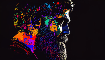 Colourful Beard Men close silhouette Illustration  Ai generated image