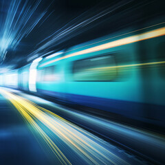 Fototapeta na wymiar blurry motion of fast moving train AI Generated