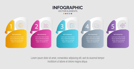 Creative concept for infographic with 5 options parts or processes business data visualization