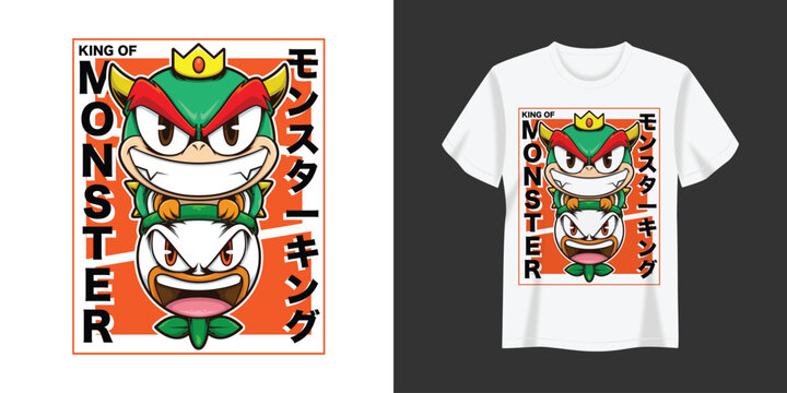 King Of Monster illustration T-Shirt and Apparel Printing Design