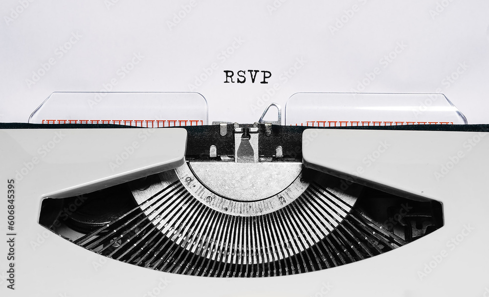 Fototapete text rsvp typed on retro typewriter