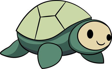 Cartoon cute turtle with outline