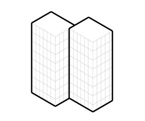 City buildings isometric line . Office, apartment, flat. Real estate concept. Can be used for property, business center, downtown, house