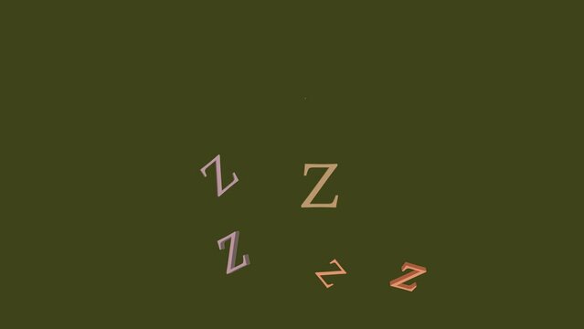 Colorful 3D letters z appear and disappear. Sleep animation.