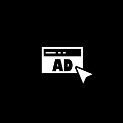 Ad icon isolated on black background  