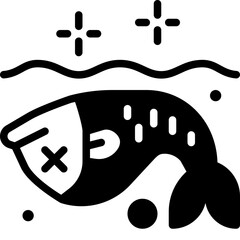dead fish solid line icon