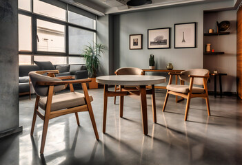 chairs and table in an office space