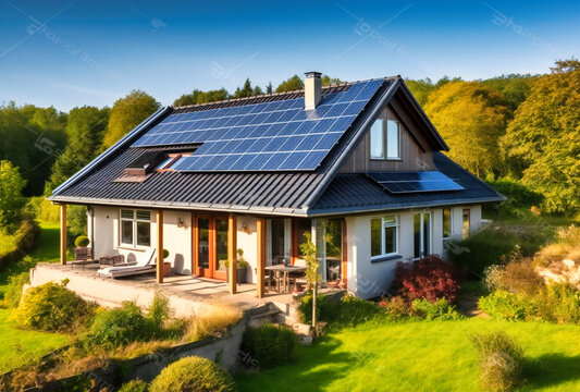 solar panel roofs on home stock photos, royalty free photos