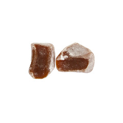Caramel Cuts of turkish delight on white background