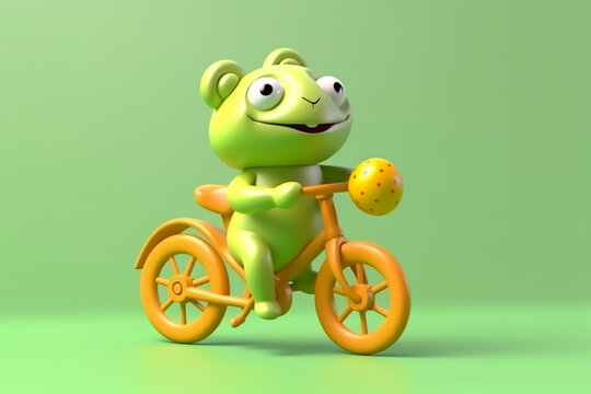 A cute 3d baby cycling 3d render