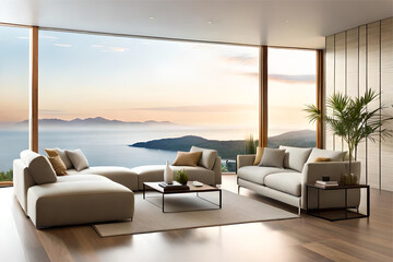 Fototapeta premium interior, room, home, furniture, design, living room, house, sofa, living, architecture, table, floor, apartment, window, luxury, kitchen, chair, couch, decor, comfortable, contemporary, hotel, armcha